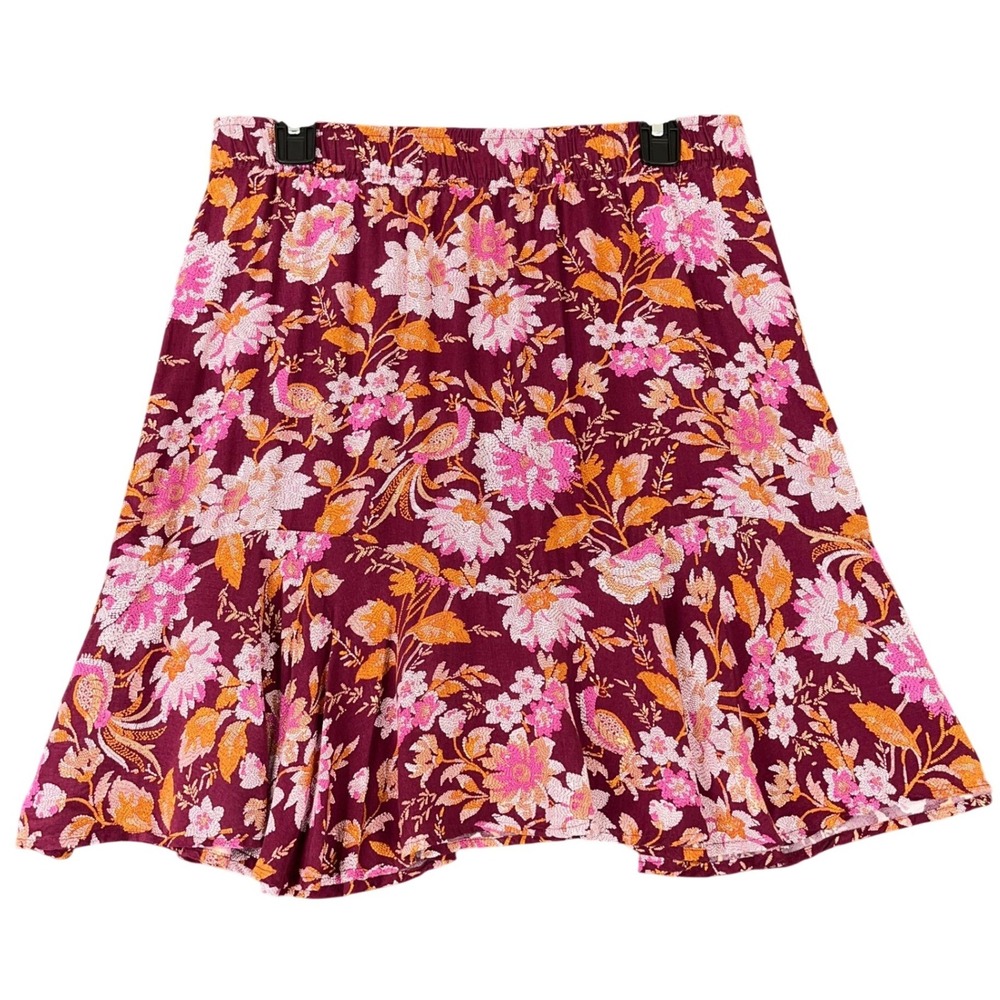 Loft Skirt Size M Floral Print Lightweight Flowy Casual Fit Elastic Waist Summer